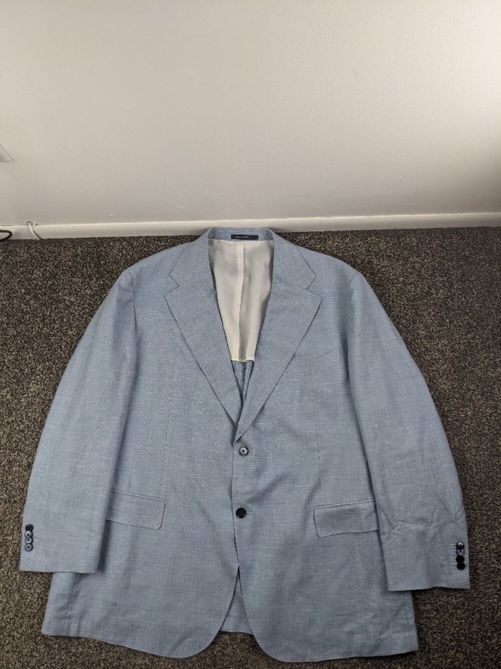 2025 Bespoke SuitSupply Sport Coat 54R E Thomas Italian Linen Silk Wool Blue